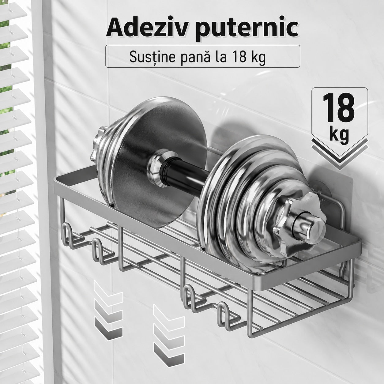 Raft de baie NextWave®, set 5 piese cu 3 etajere pentru dus, 1 suport pentru sapun si 1 suport pentru periute de dinti, din – imaginea 4