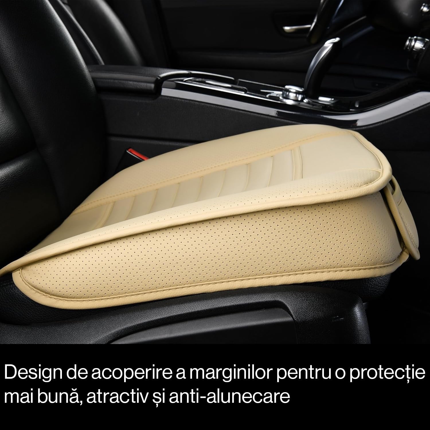 Husa scaun auto NextWave®️, universala, 53 x 53 cm, ofera protectie pentru sezut scaun fata, piele PU, anti-alunecare – imaginea 4