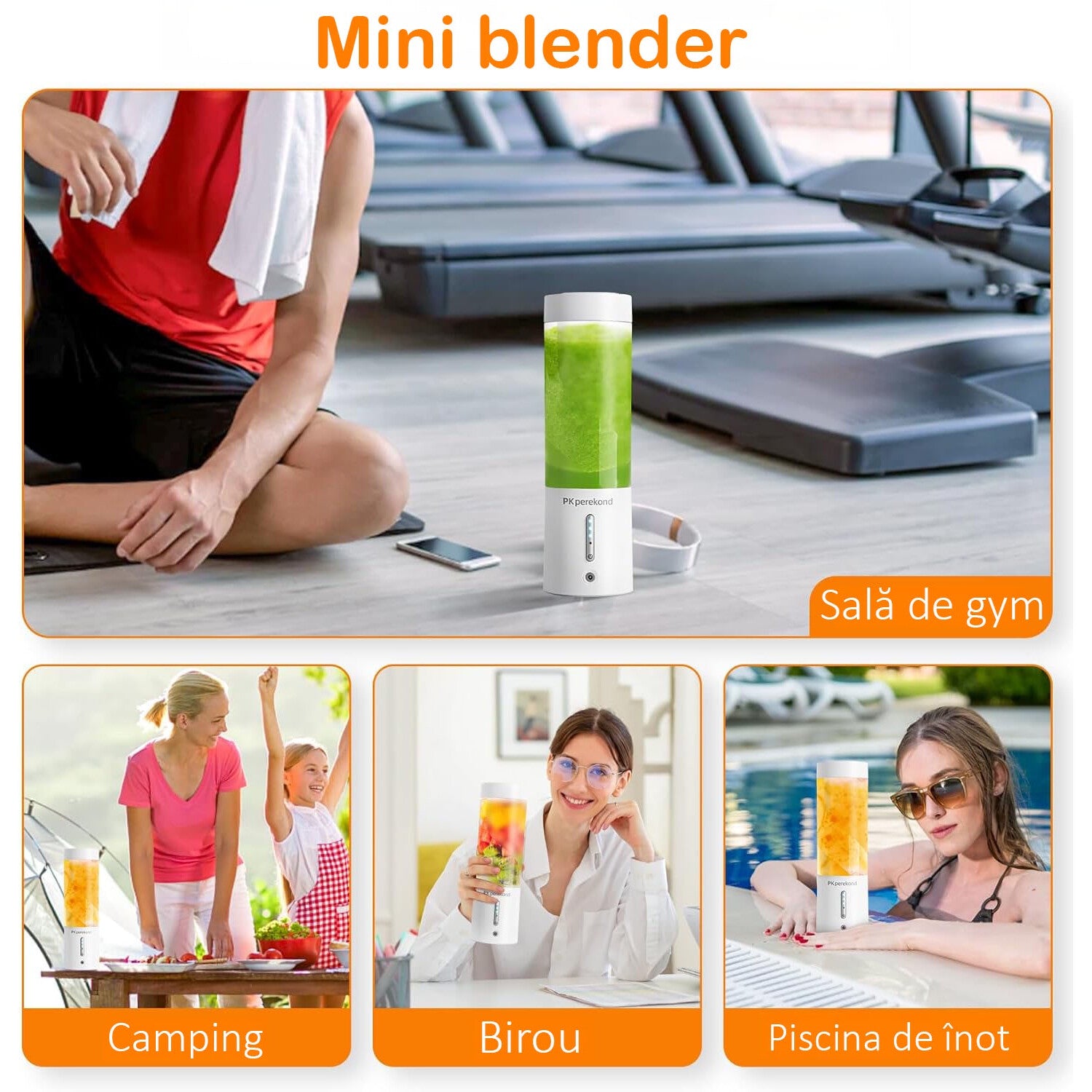 Mini Blender Electric NextWave™, Portabil, Multifunctional, Auto-curatare, Autonomie Mare, Baterie reincarcabila 4000mAh – imaginea 4