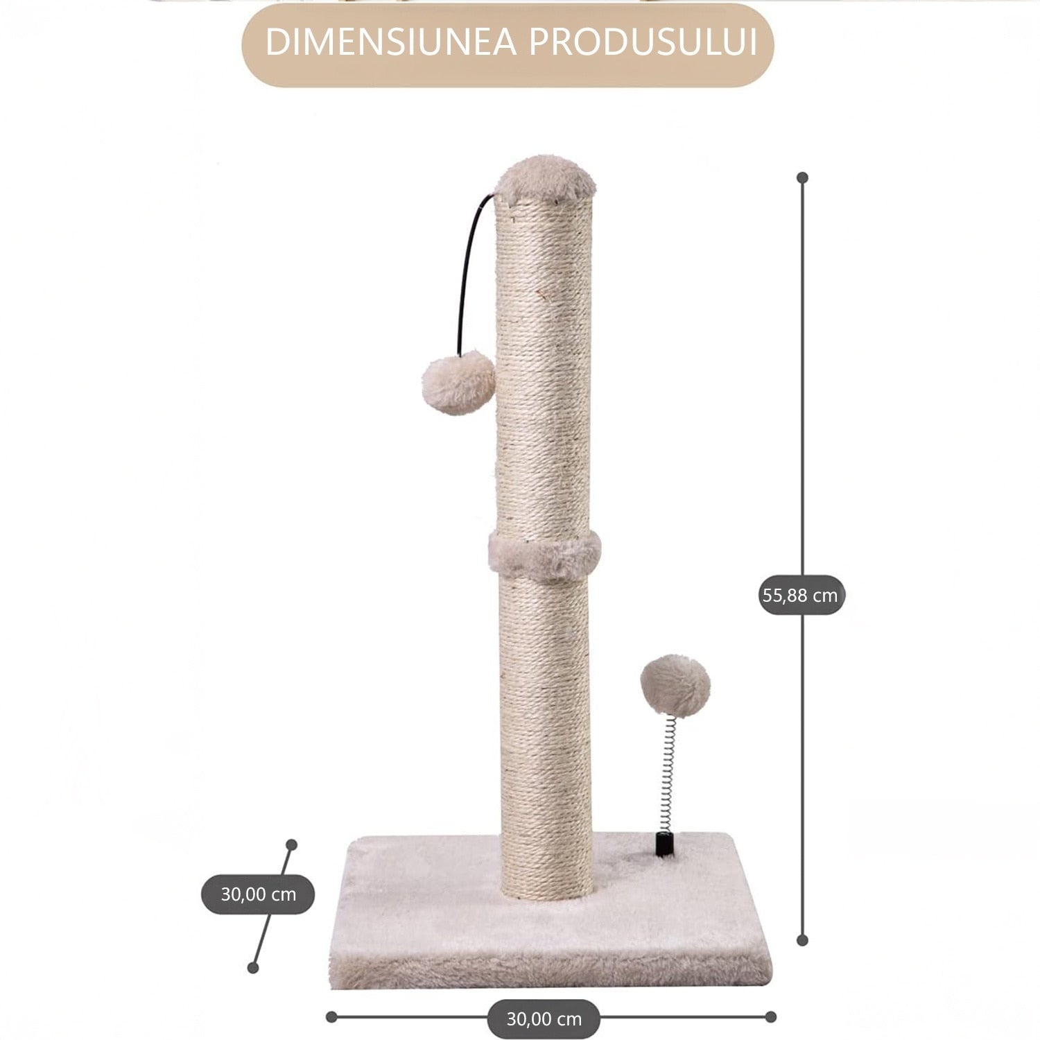 Ansamblu de joaca pentru pisici adulte sau pui NextWave®, Stalp pentru ascutit ghearelor, bila suspendata, confectionat din – imaginea 4