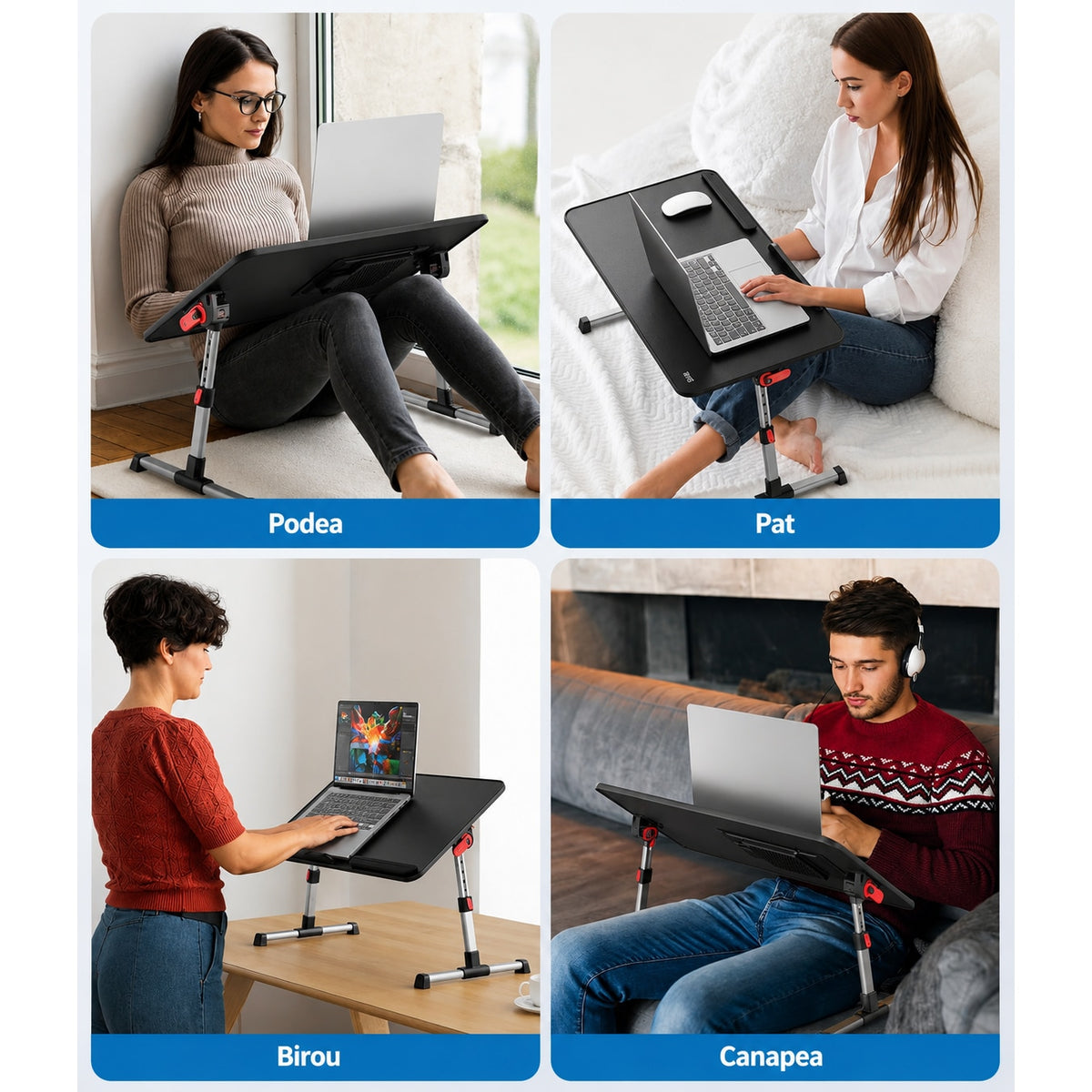 Masa Laptop Pliabila NextWave®, Ventilator Racire USB, Inclinare Ajustabila, Suport Reglabil pentru Pat si Canapea, Picioare – imaginea 4
