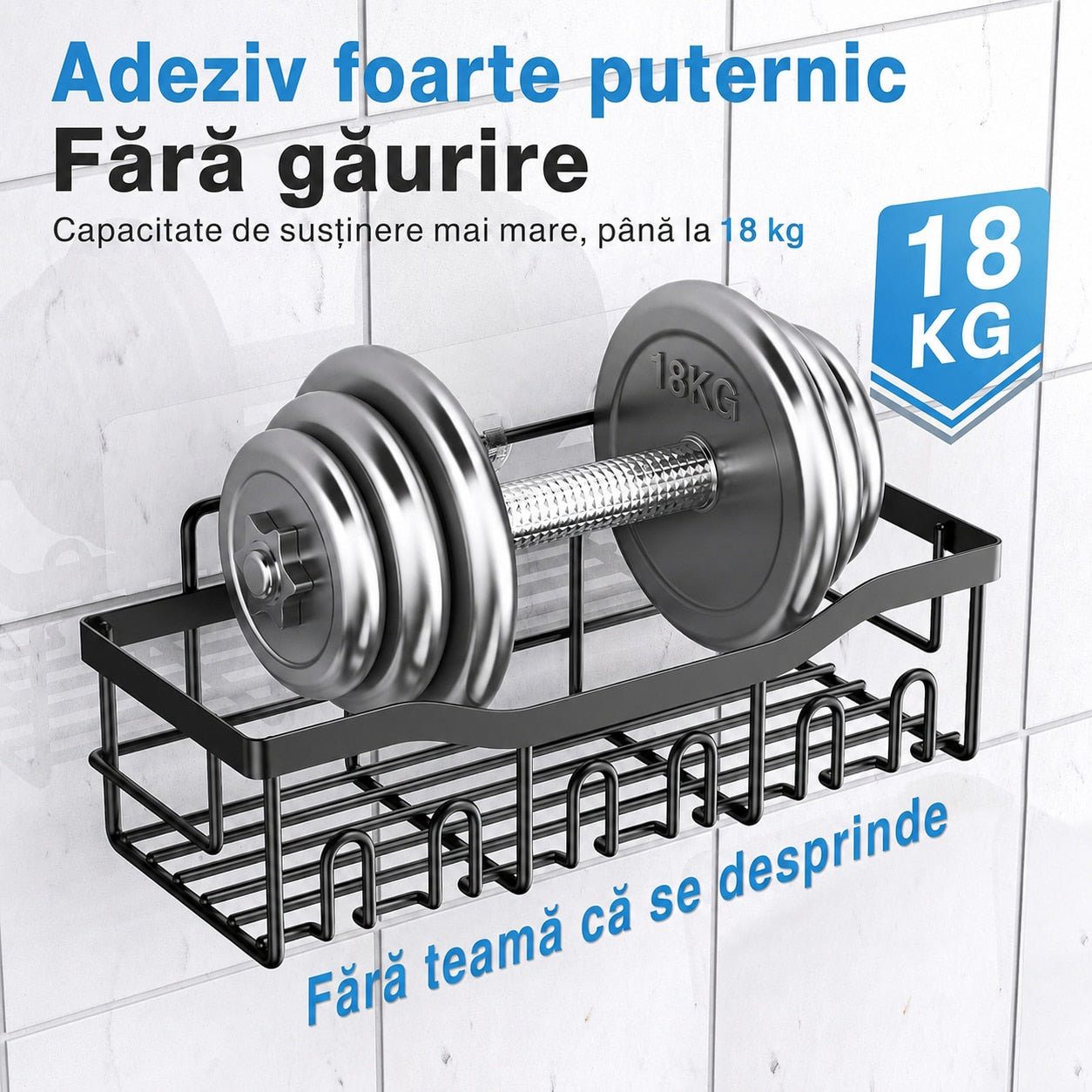 Raft de Baie NextWave® la set, 5 piese cu 2 rafturi pentru dus, 2 suporturi pentru sapun si 1 suport pentru periute, din – imaginea 4