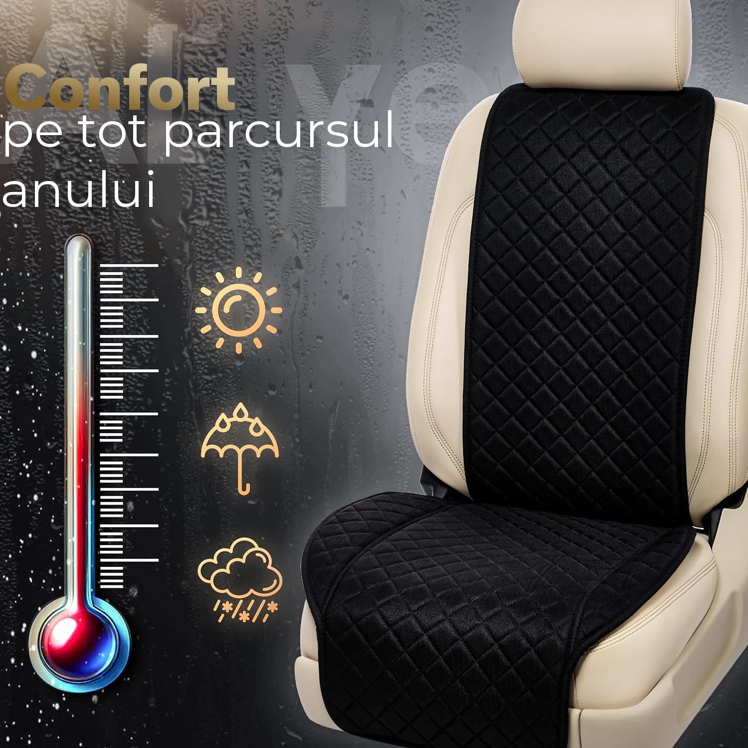 Set 2 Huse scaune auto fata universale NextWave®, ofera protectie scaun fata, universala, masina personala, taxi, ride – imaginea 4