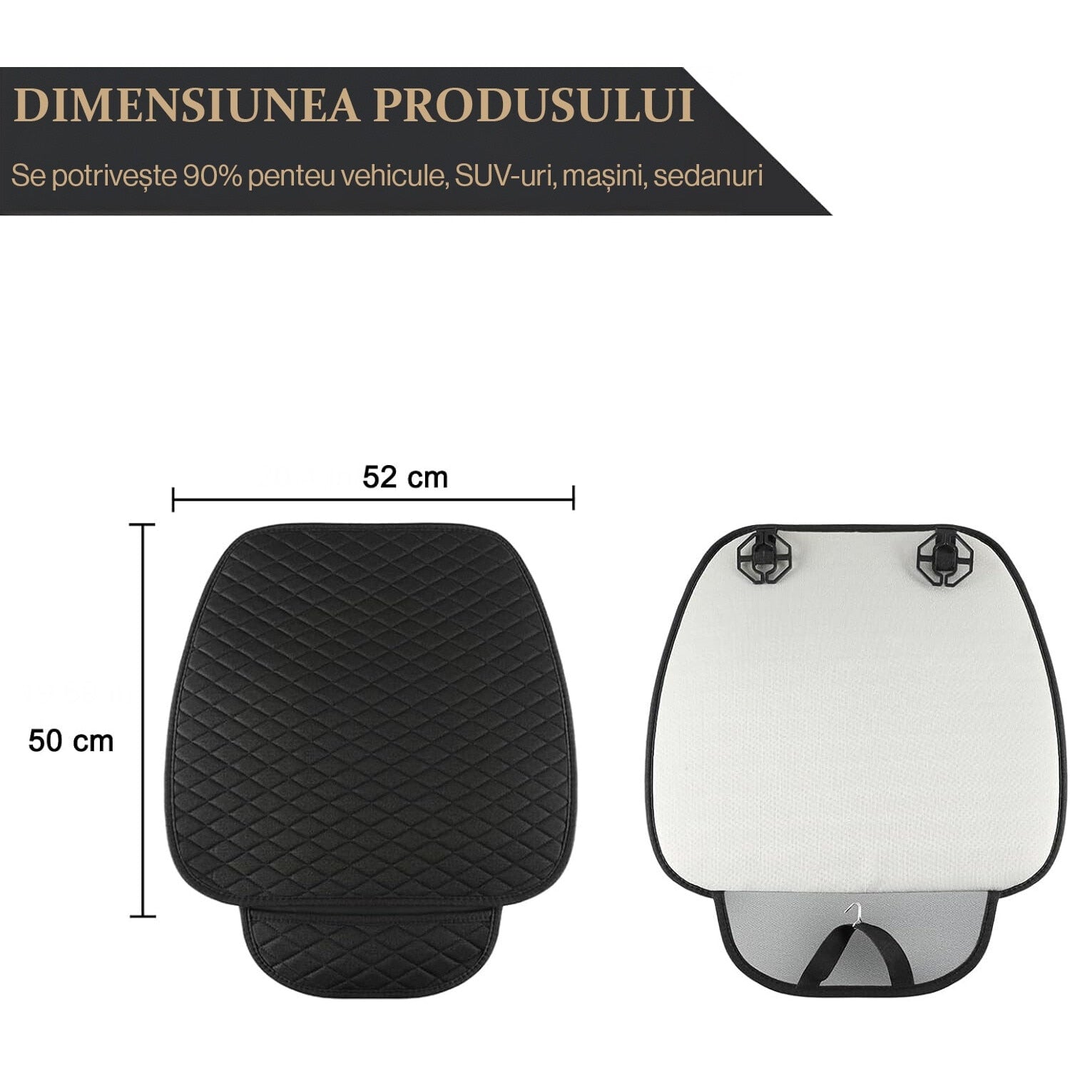Husa scaun auto universala NextWave®️, ofera protectie pentru sezut scaun fata, design elegant cu buzunar pentru depozitare – imaginea 4