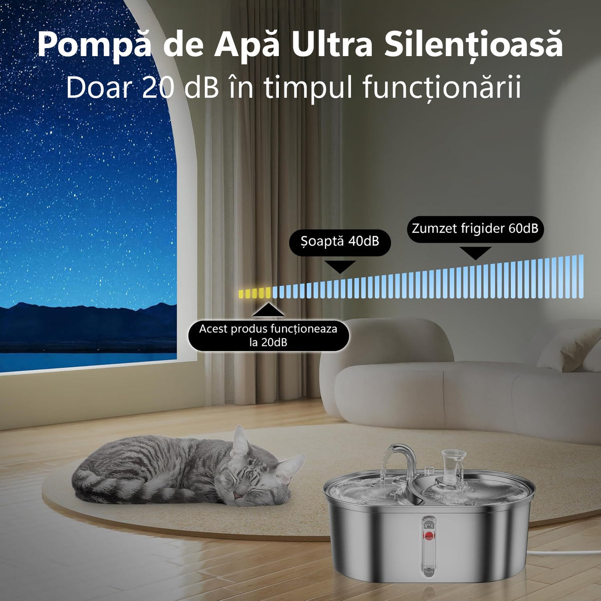 Dispenser apa automat cu Bol pentru mancare NextWave®, 2-1 tip fantana pentru pisici si caini, cu purificare si filtrare – imaginea 4