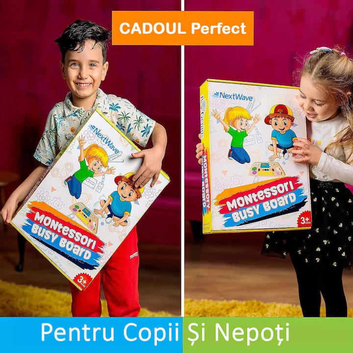 Placa senzoriala NextWave®, tabla de activitati Montessori din lemn cu 14 activitati educationale pentru invatarea – imaginea 4