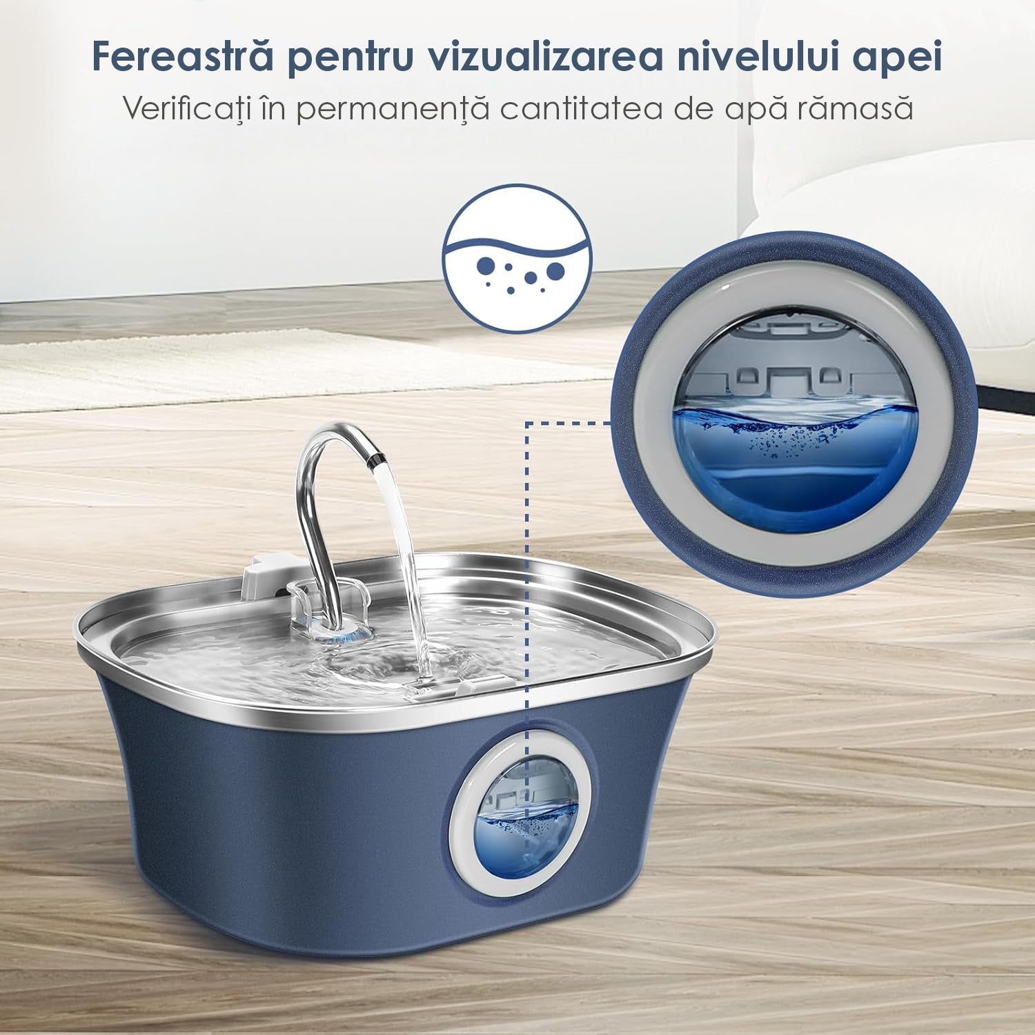 Fantana Apa Pisici si Caini NextWave®, Dispenser Automat cu fereastra mare pentru nivelul apei, purificare si filtrare prin – imaginea 4