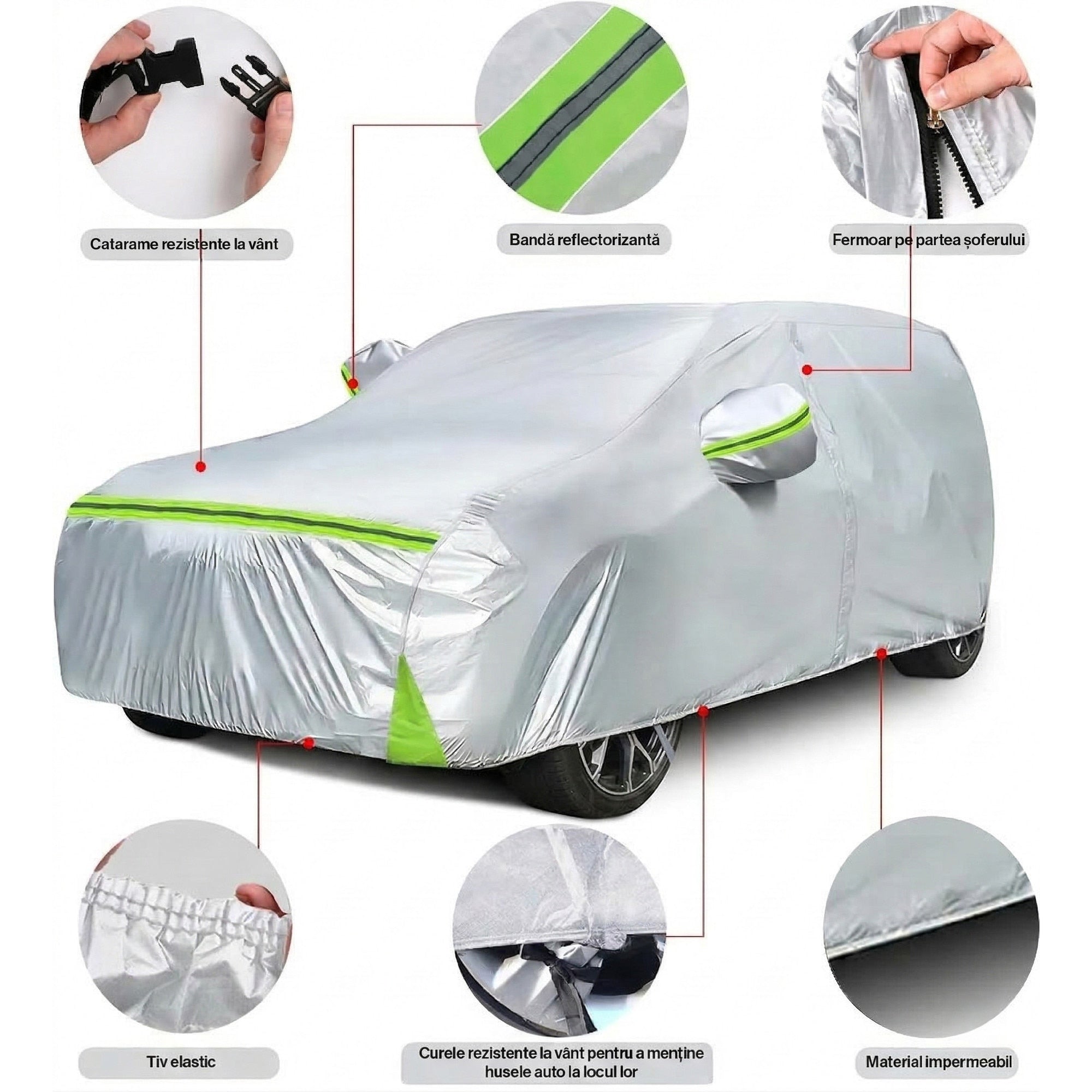 Prelata Auto Premium NextWave®, Impermeabila, Protectie UV, Praf, Zapada, Inghet, Universala pentru SUV, Buzunare Oglinzi – imaginea 4