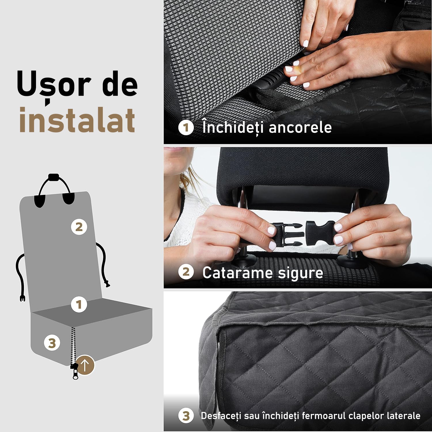 Husa scaun auto protectie si transport animale 2-1 NextWave®️, caini si pisici ofera protectie scaun fata, universala, taxi – imaginea 4