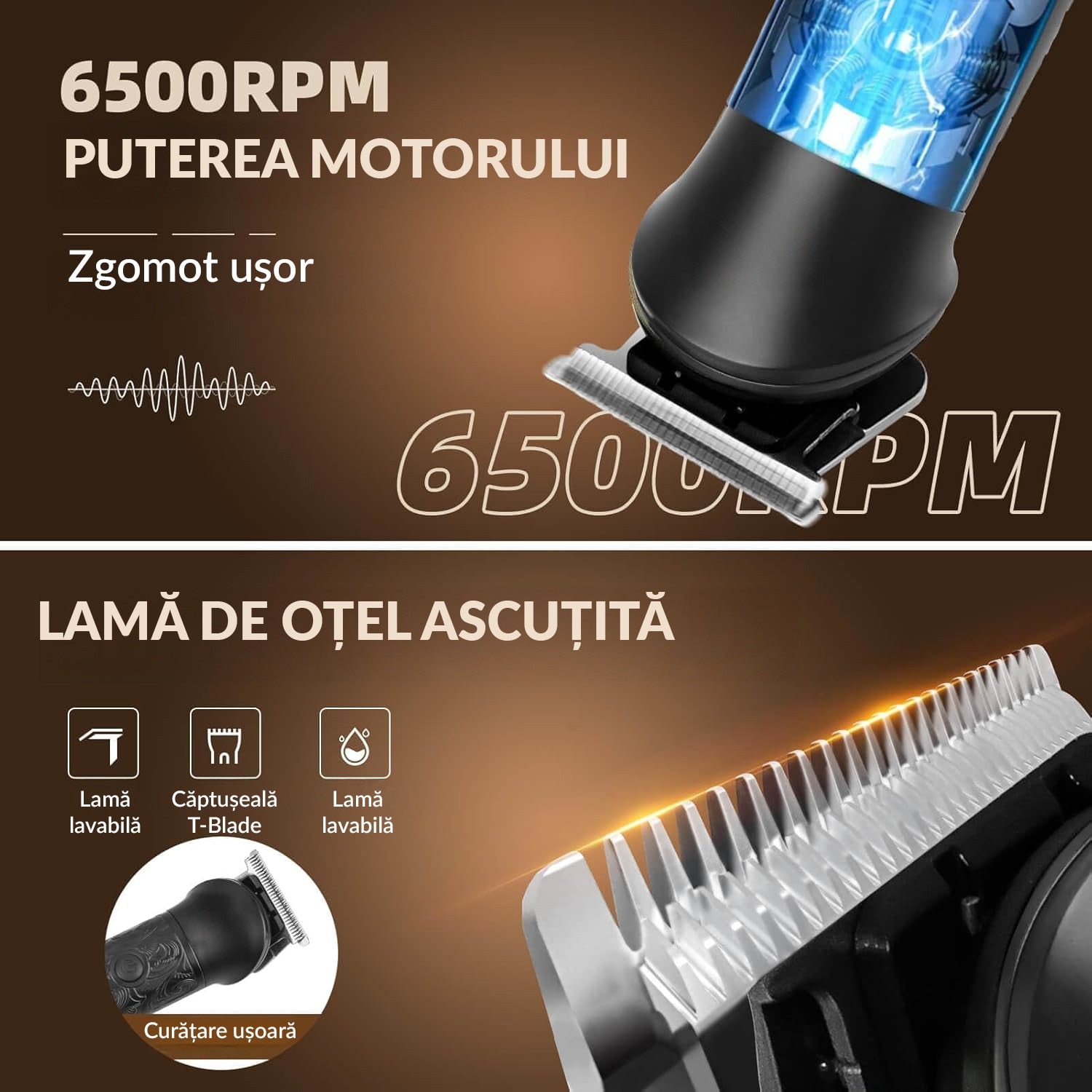 Masina de tuns si Aparat de ras BeGenius®, Multifunctionala 7 in 1, Lame Inox, Corp Metal, Profesional, Barba, Cap – imaginea 4