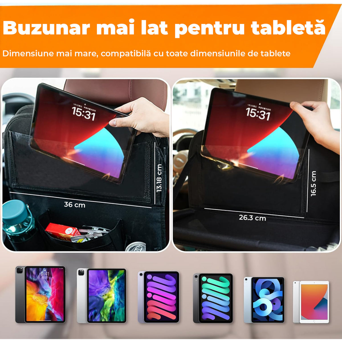 Husa spatar scaun auto NextWave®️, husa protectoare impermeabila pentru scaune, tava pliabila tip masa pentru tableta sau – imaginea 4