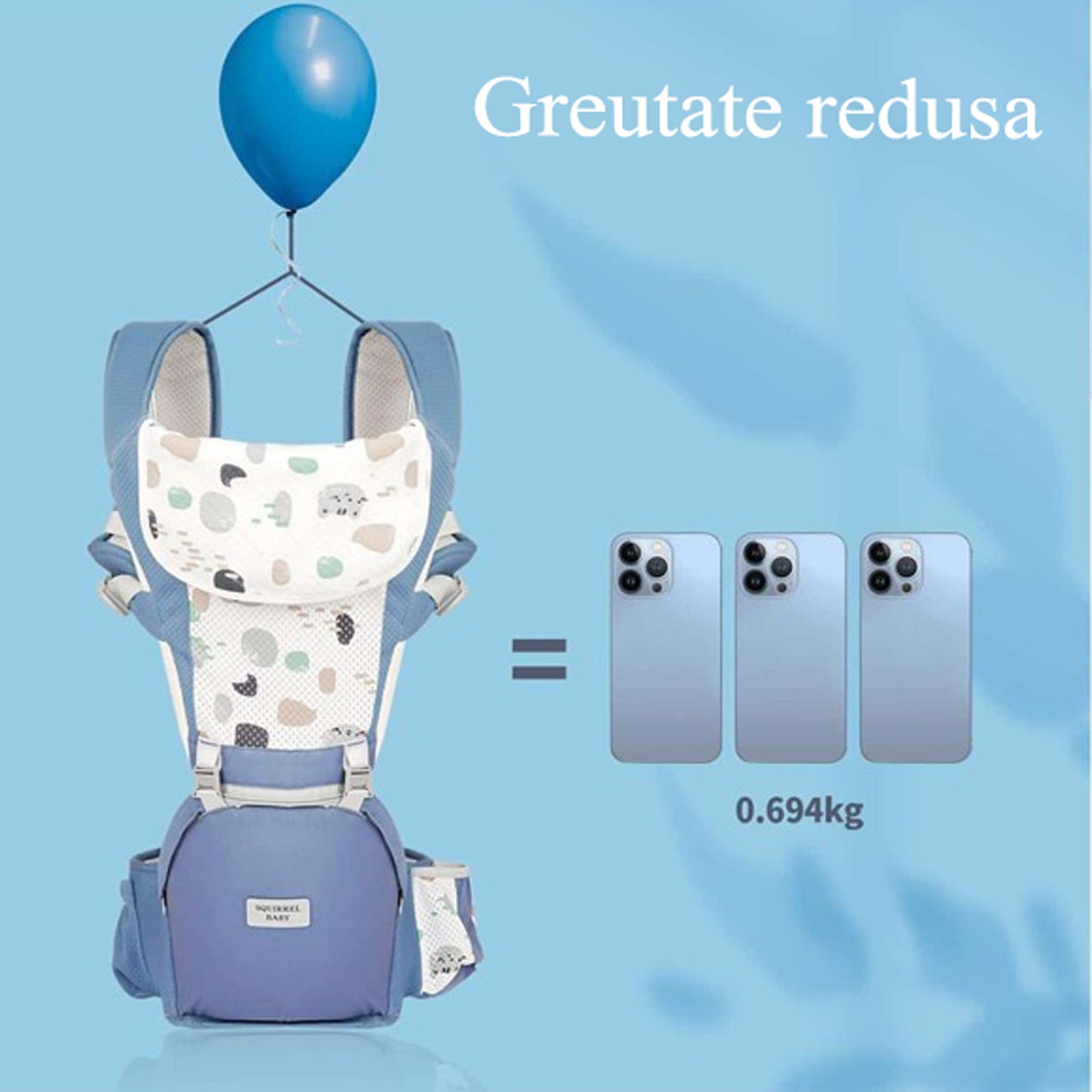 Marsupiu Ergonomic pentru bebe, Multifunctional 2 in 1 ajustabil si detasabil, support sezut si lombar, 0-36l luni, all – imaginea 4