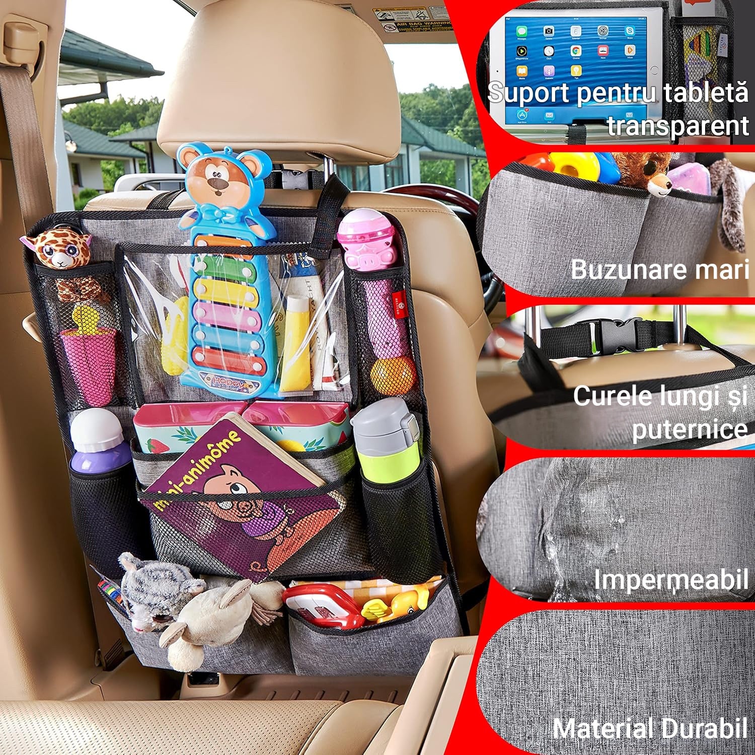 Huse Auto pentru spatarul scaunelor din fata NextWave®, Protectie spatar pentru masina, Organizator auto rezistent la Apa, 9 – imaginea 4