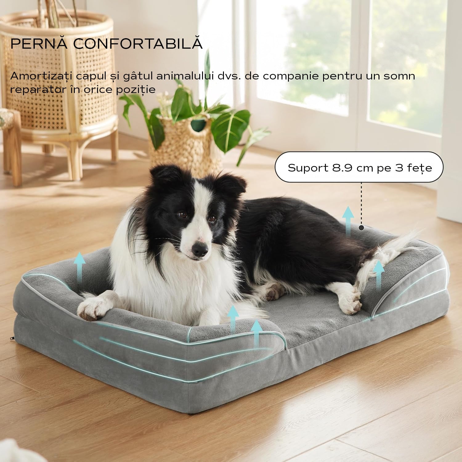 Pat Ortopedic Tip Canapea pentru Caini, Ultra Confortabile pentru Caini de Talie Foarte Mare, Pat Respirabil si Impermeabil – imaginea 4