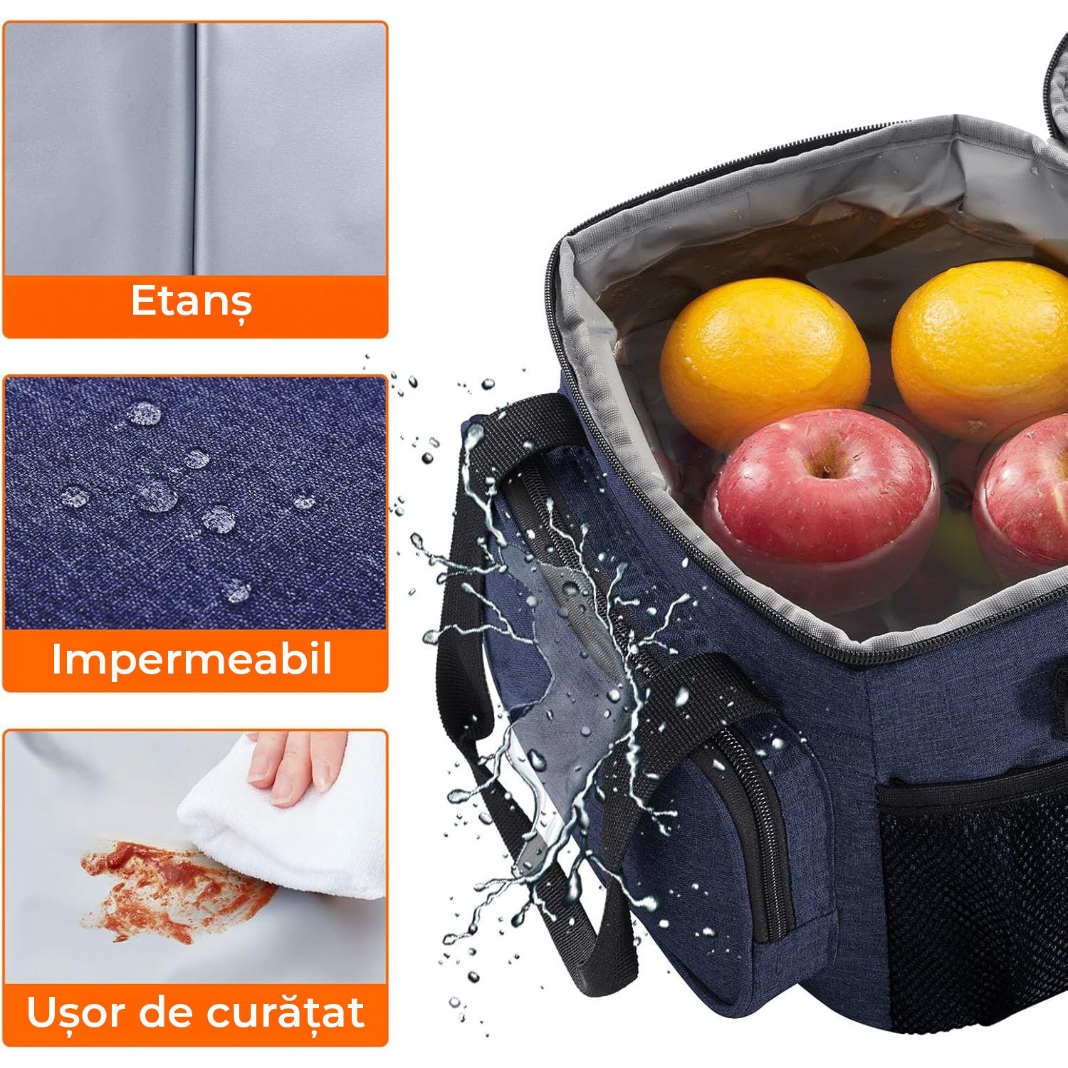 Geanta termoizolanta 9L NextWave® – portabila, cu compartiment spatios si buzunare laterale, curea ajustabila si maner – imaginea 4