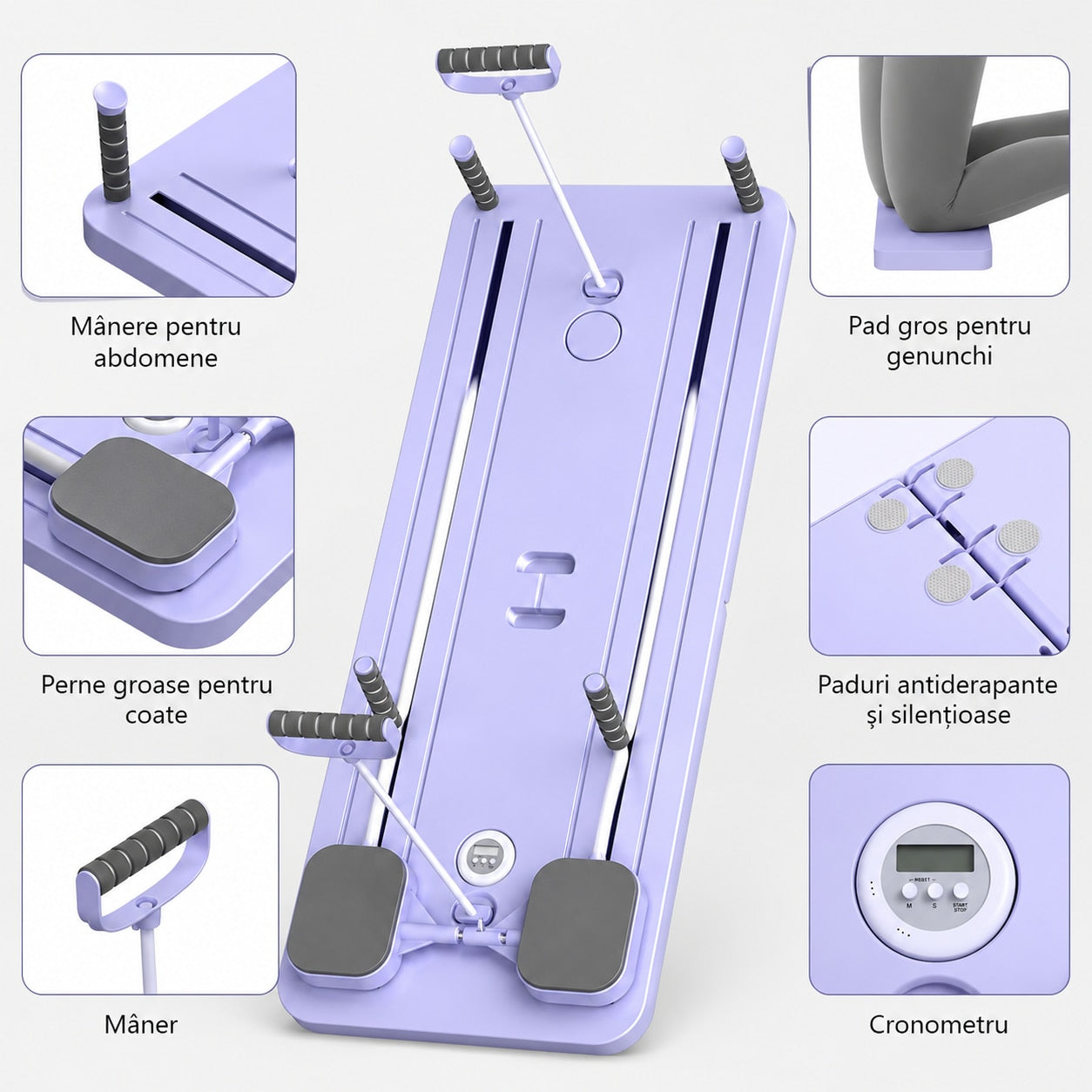 Aparat Pilates Reformer pliabil NextWave® – echipament de antrenament pentru acasa, ideal pentru incepatori si avansati – imaginea 4