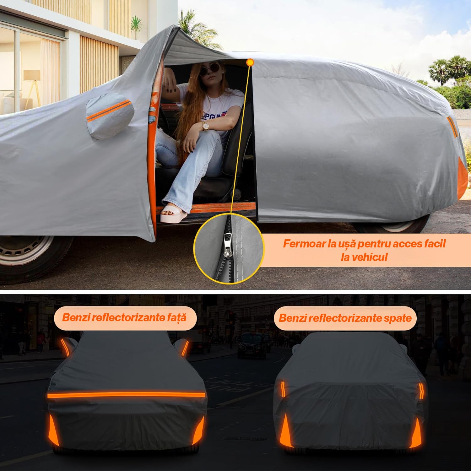 Prelata Auto Premium NextWave®️, Impermeabila, Protectie UV, Praf, Zapada, Inghet, Universala pentru Hatchback, Buzunare – imaginea 4