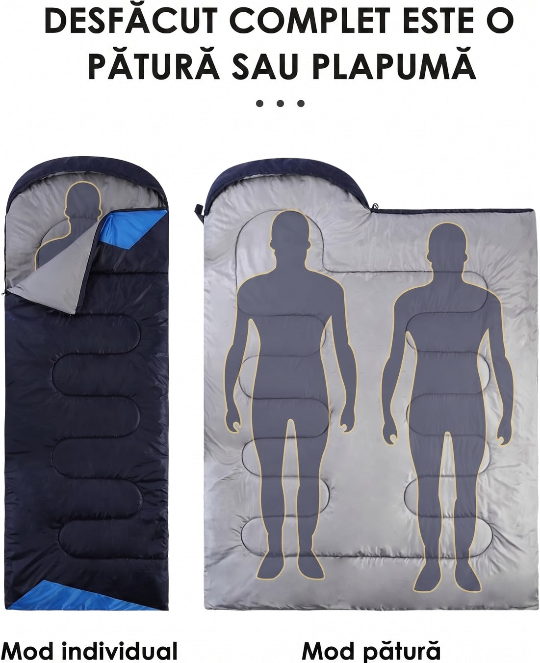 Sac de dormit NextWave®️, 3 sezoane, impermeabil și respirabil, glugă cu șnur, fermoar la picioare pentru aerisire, mod – imaginea 4
