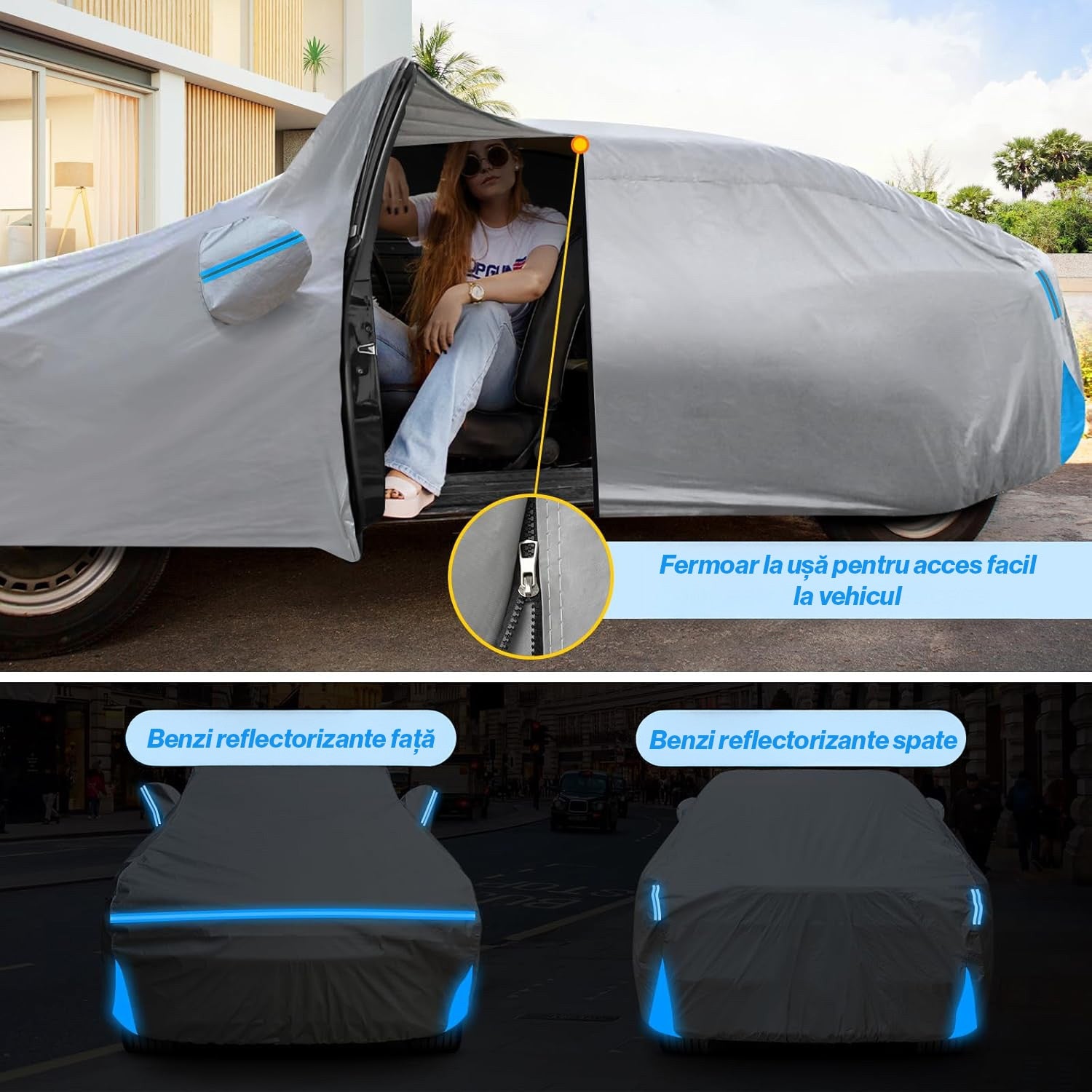 Prelata Auto Premium NextWave®, Impermeabila, Protectie UV, Praf, Zapada, Inghet, Universala pentru Sedan, Buzunare Oglinzi – imaginea 4