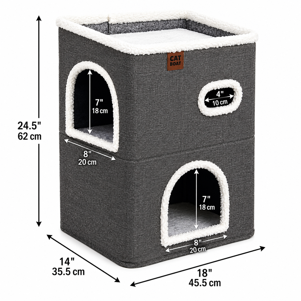 Casa Pisici NextWave®, Casuta Pliabila Tip Pestera, Pat Interior cu Platforma Superioara, Ansamblu de Zgariat Sisal, Minge – imaginea 4