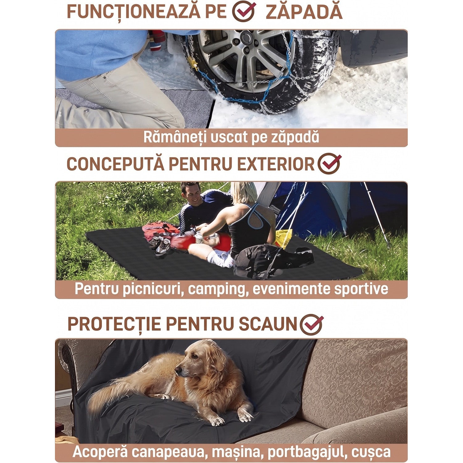 Patura pentru exterior NextWave®️, rezistenta la vant si calduroasa idela pentru calatorit, design in 3 straturi, pliabila – imaginea 4