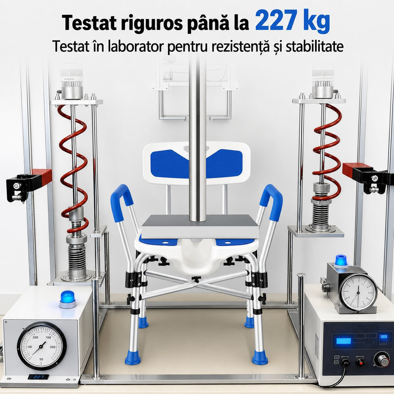 Scaun de dus NextWave®, reglabil pe inaltime, cu spatar, cotiere si sezut moale captusit cu EVA, scaun de baie pentru – imaginea 4