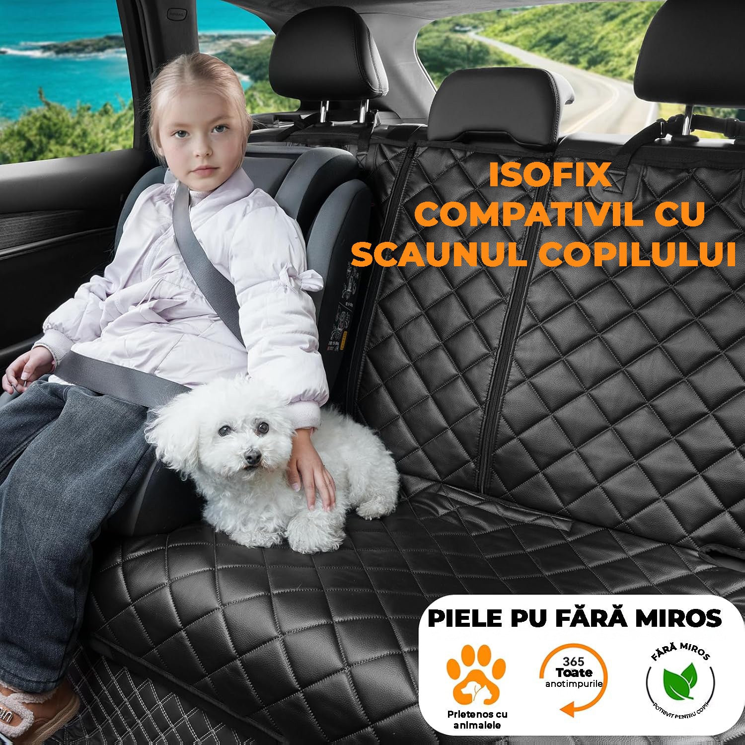 Husa scaune auto protectie si transport animale NextWave®️, universala, taxi, ride sharing, caini, pisici ofera protectie – imaginea 4