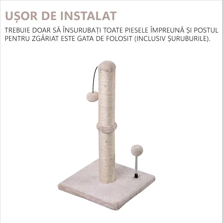 Ansamblu de joaca pentru pisici adulte sau pui NextWave®, Stalp pentru ascutit ghearelor, bila suspendata, confectionat din – imaginea 4
