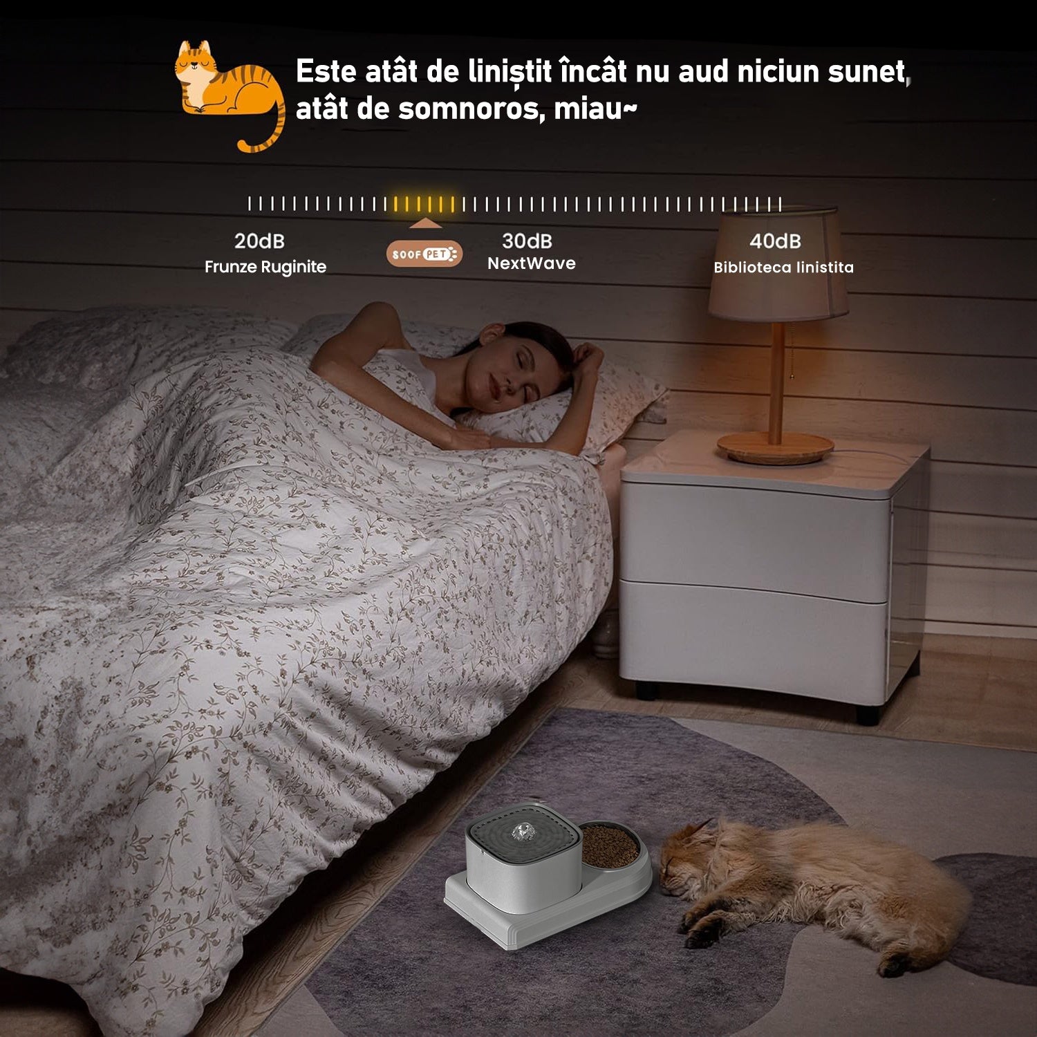 Dispenser apa automat cu Bol pentru mancare NextWave®, 2-1 tip fantana pentru pisici si caini, cu purificare si filtrare – imaginea 4