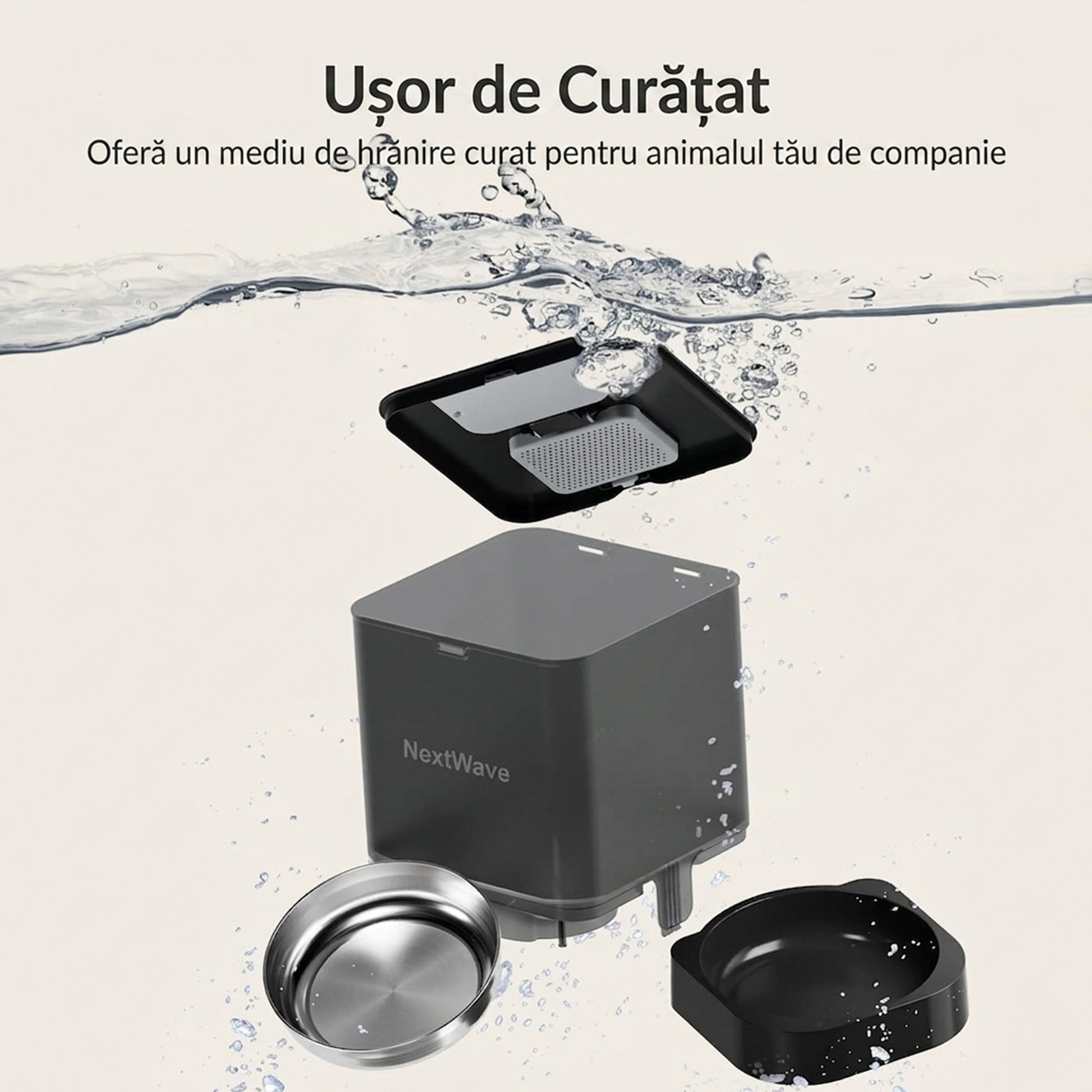 Hranitor Automat Digital Pisici si Caini NextWave®, Dispenser 4L, Rezervor Transparent, Mesaj Vocal Personalizat, 4 Mese/Zi – imaginea 5