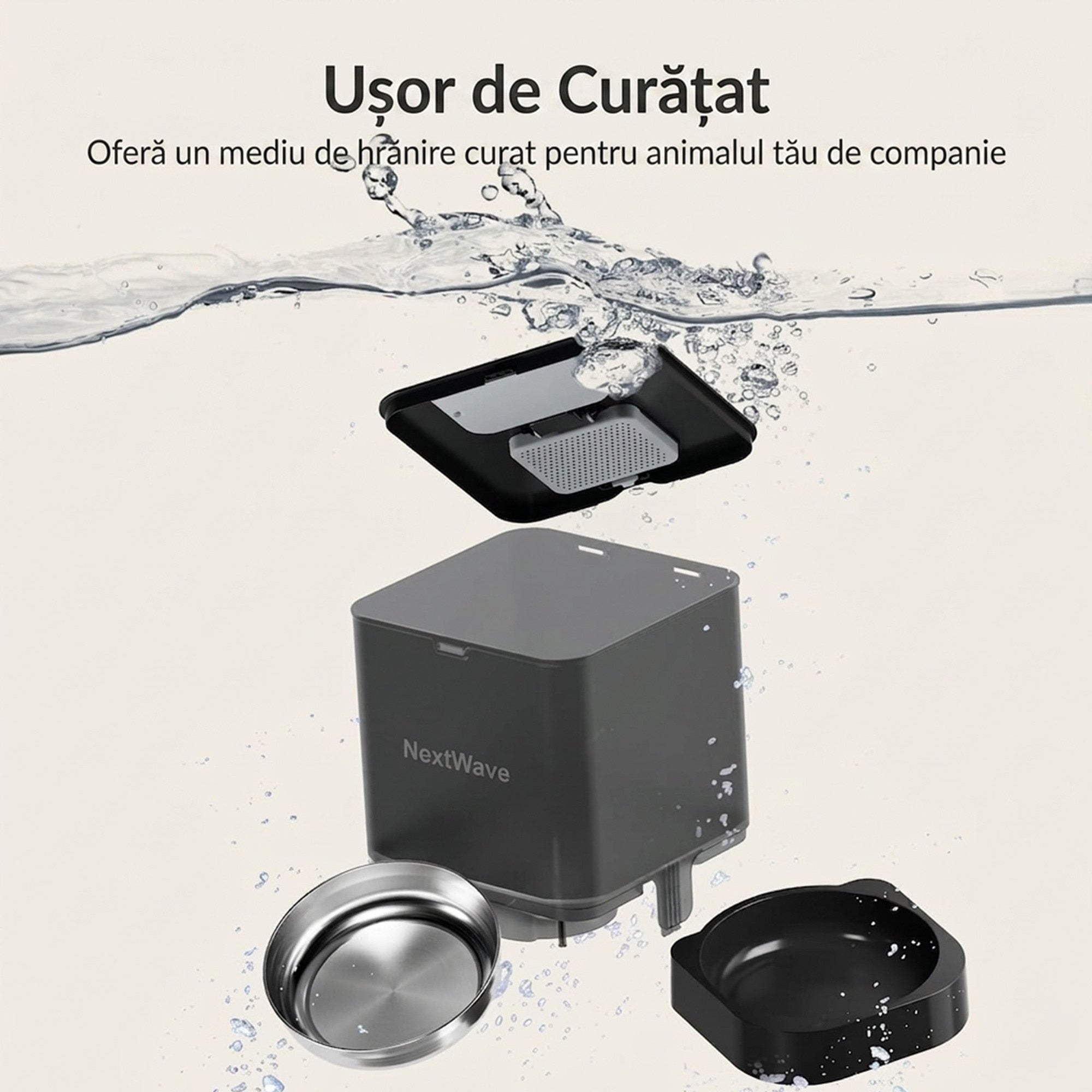 Hranitor Automat Digital Pisici si Caini NextWave®, Dispenser 4L, Rezervor Transparent, Mesaj Vocal Personalizat, 4 Mese/Zi – imaginea 5