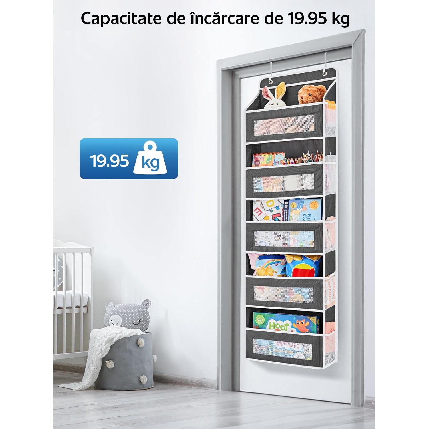 Organizator de usa NextWave®️, 5 compartimente, depozitare pe perete cu raft, material netesut, pliabil, spatiu de – imaginea 5