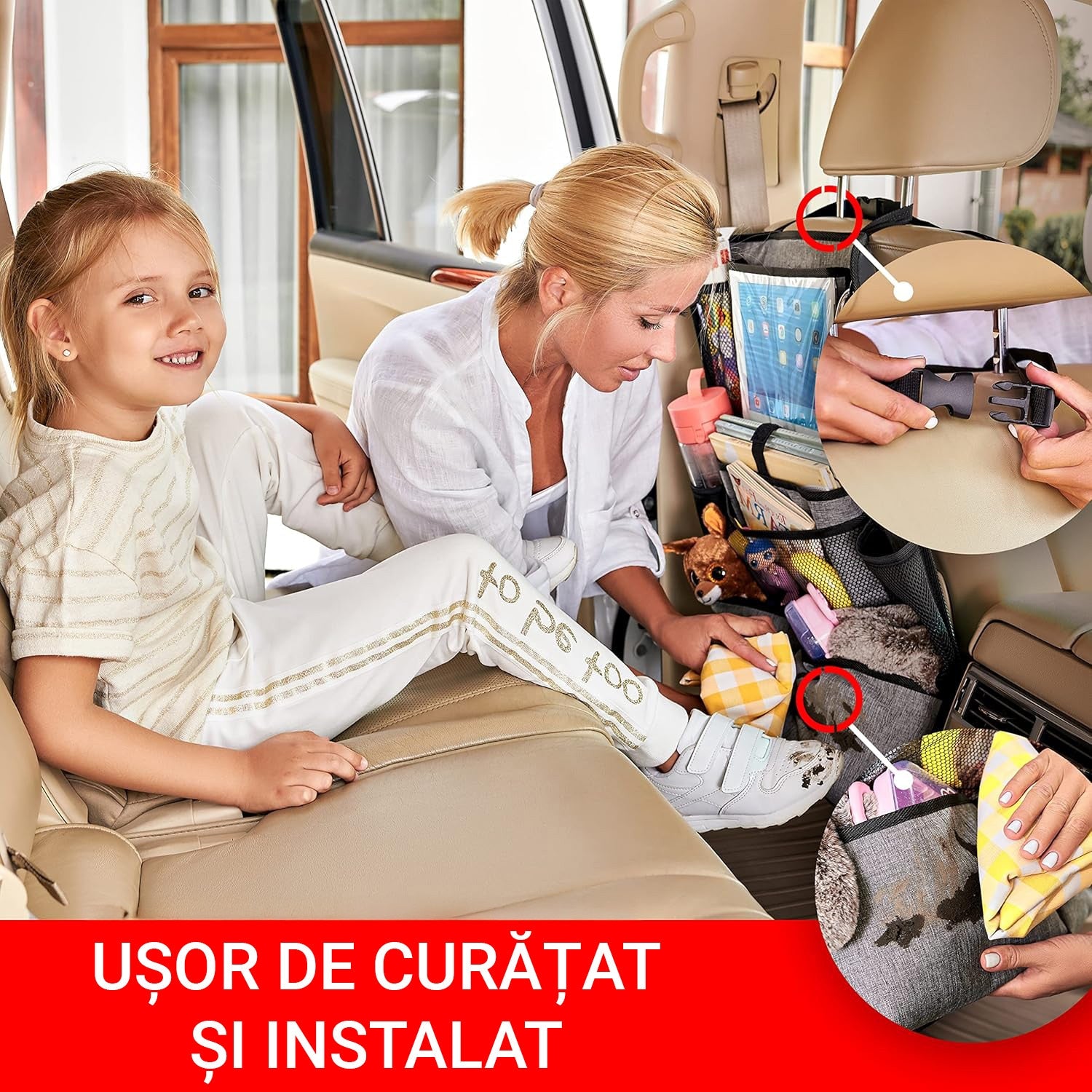 Huse Auto pentru spatarul scaunelor din fata NextWave®, Protectie spatar pentru masina, Organizator auto rezistent la Apa, 9 – imaginea 5