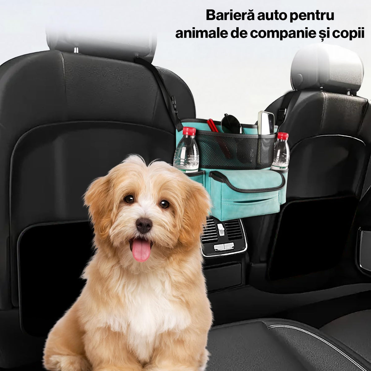 Organizator intre scaune auto NextWave®️, suport pretios cu 5 compartimente, material suede & piele ecologica, capacitate – imaginea 5