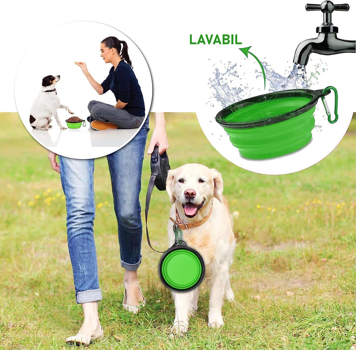 Bol portabil pentru hrana animale NextWave®️, hidratare si hranire pentru pisici si caini, ideal pentru plimbari si – imaginea 5