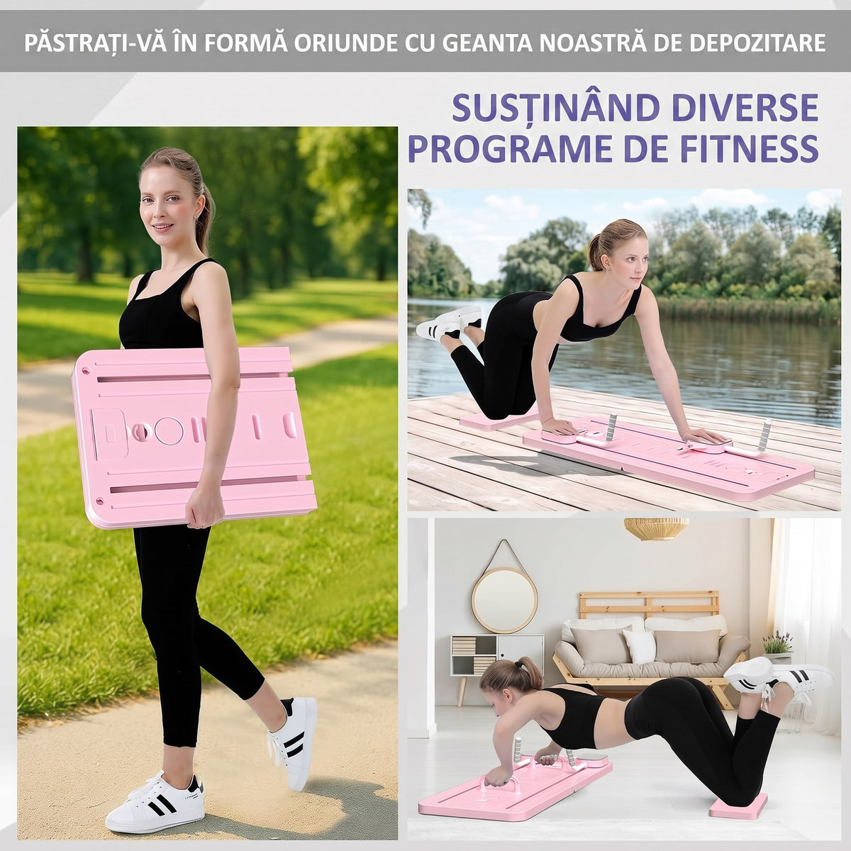 Placă Reformer Pilates pliabilă NextWave®️, antrenament complet pentru corp, sistem multifuncțional 5 în 1 cu benzi elastice – imaginea 5