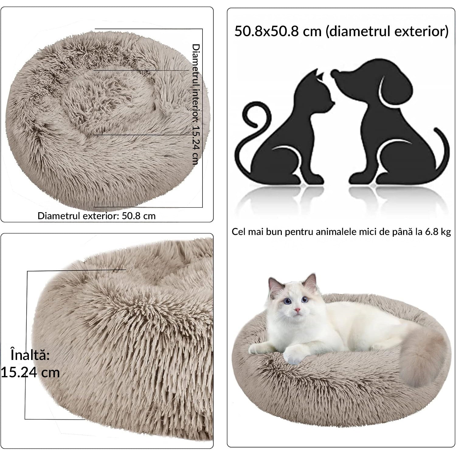 Pat Pentru Caini Sau Pisici NextWave®, pentru animale de companie, Rotund, Antiderapant, Confortabil Si Usor De Curatat – imaginea 5