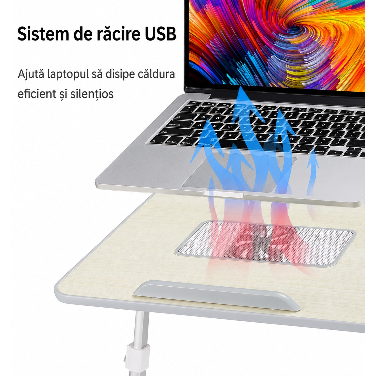 Masa Laptop Pliabila NextWave®, Ventilator Racire USB, Inclinare Ajustabila, Suport Reglabil pentru Pat si Canapea, Picioare – imaginea 5