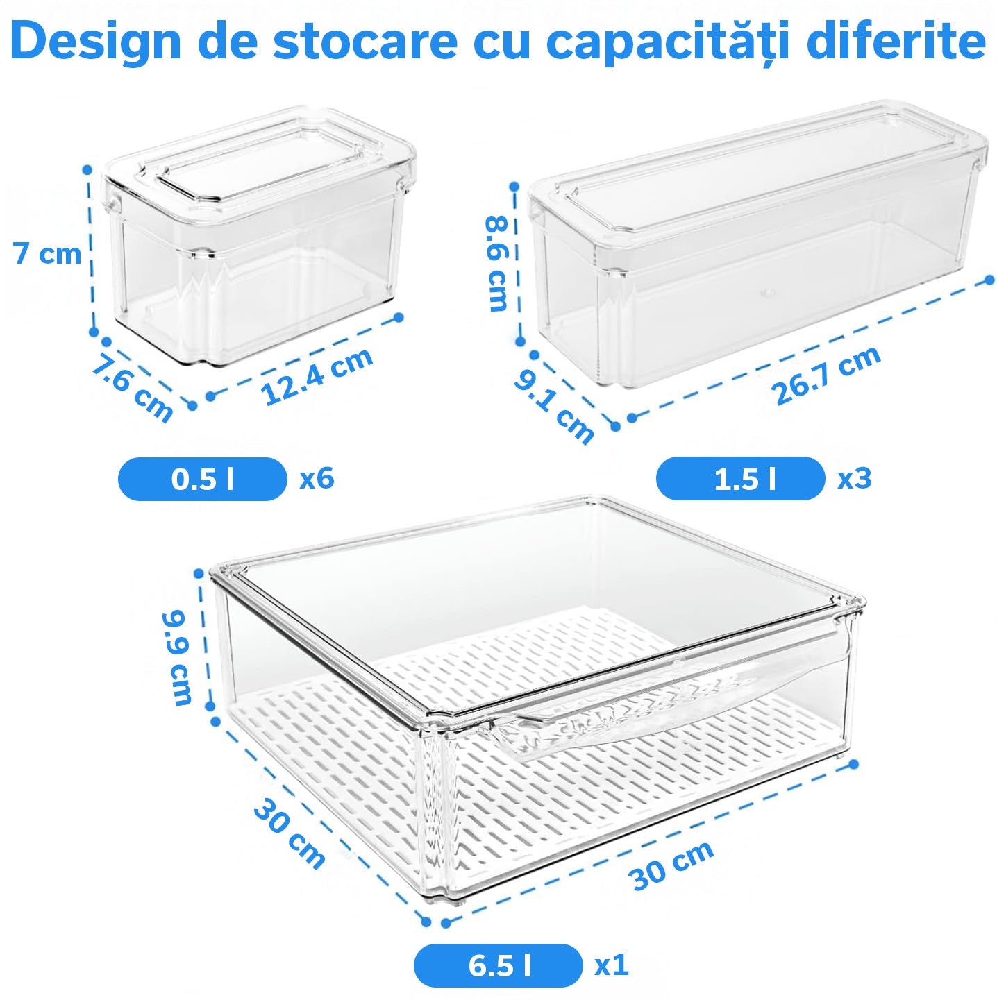 Set 10 organizatoare alimentare NextWave® pentru frigider – cutii cu capace suprapozabile, transparente, BPA Free, ideale – imaginea 5
