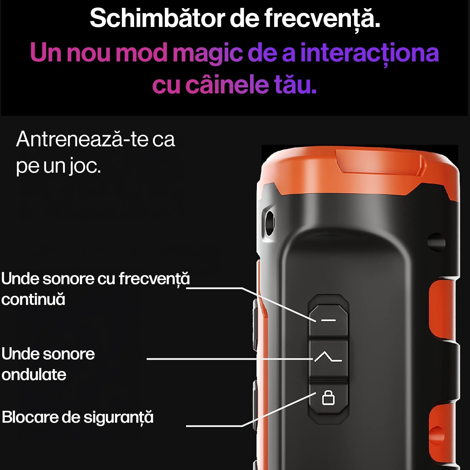Dispozitiv antilatrat pentru caini, aparat cu ultrasunete si lanterna, 3 emitatoare sonice cu raza ultra-lung, descurajeaza – imaginea 5