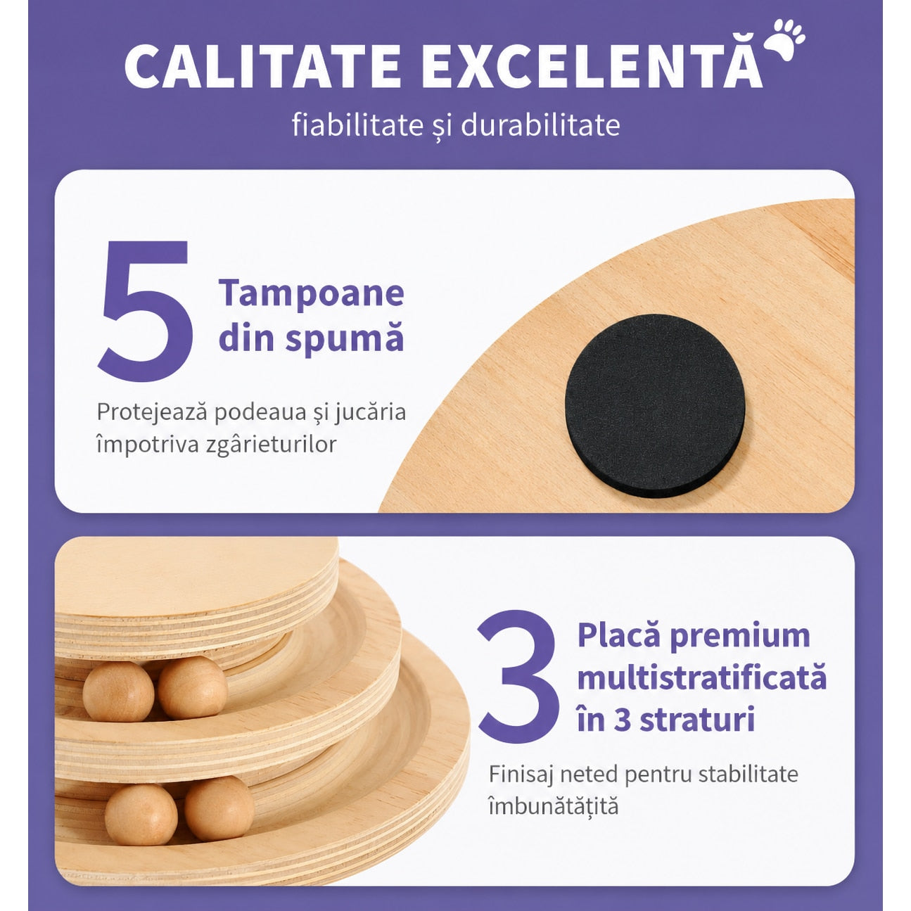Stalp de zgariat pentru pisici NextWave®, cu sisal natural, baza interactiva stabila din placa pe baza de lemn, 4 mingi – imaginea 5