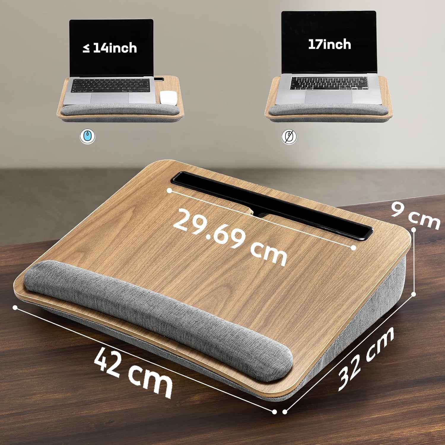 NextWave® Masa Portabila pentru Laptop cu Perna Ergonomica, Suport Telefon, Spatiu pentru Mouse, Suprafata Antiderapanta – imaginea 5