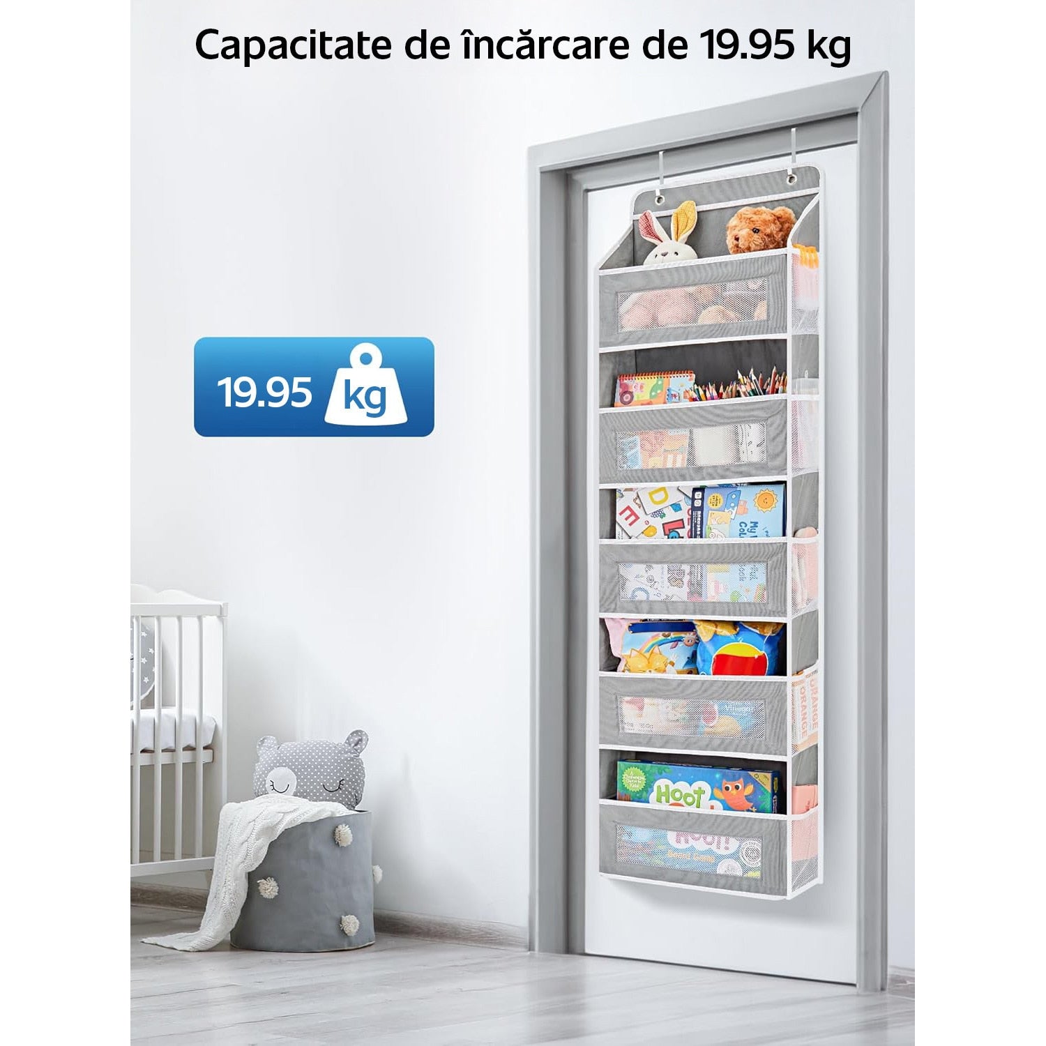 Organizator de usa NextWave®️, 5 compartimente, depozitare pe perete cu raft, material netesut, pliabil, spatiu de – imaginea 5