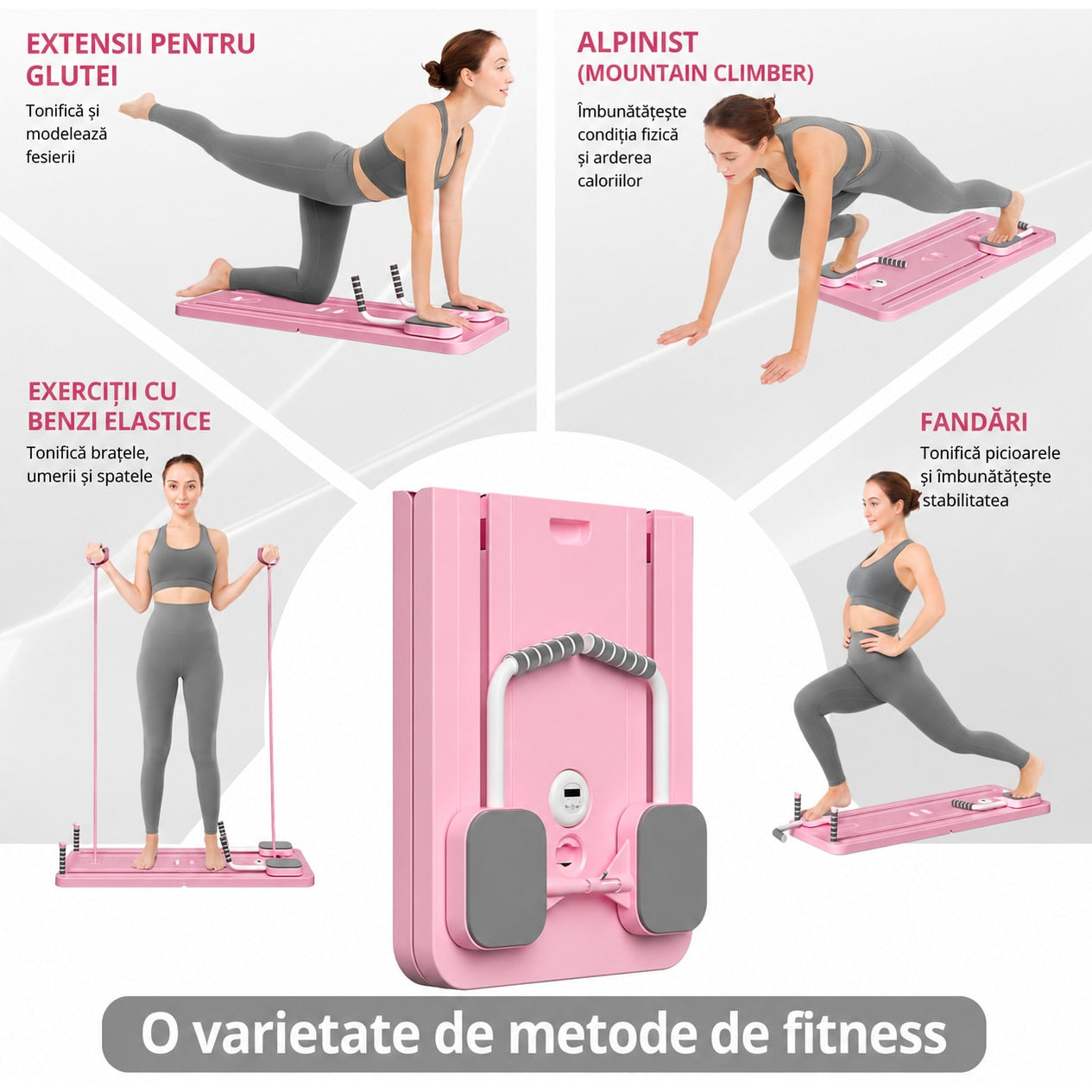 Aparat Pilates Reformer pliabil NextWave® – echipament de antrenament pentru acasa, ideal pentru incepatori si avansati – imaginea 5