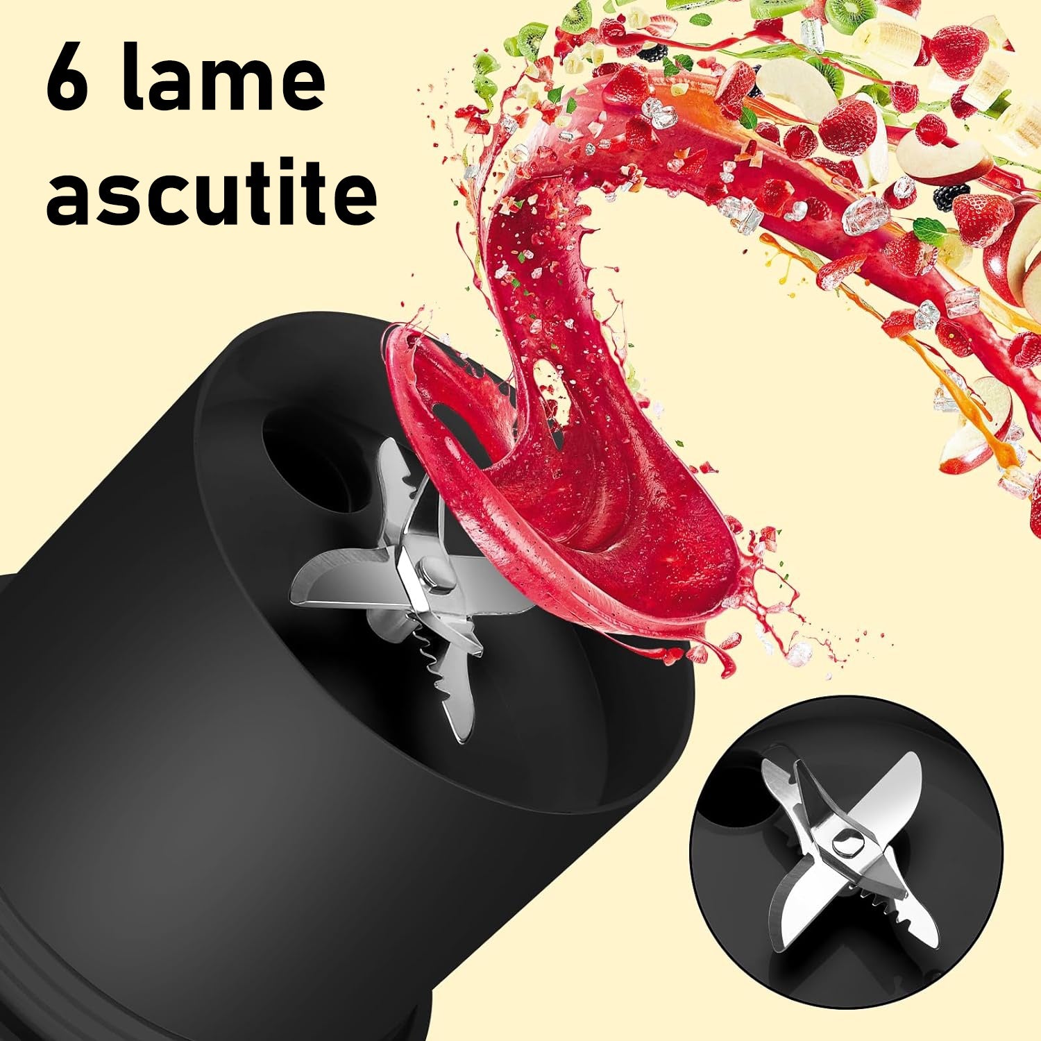 Blender electric portabilMini Blender Electric NextWave™, Portabil, Multifunctional, Auto-curatare, Autonomie Mare, Baterie – imaginea 5