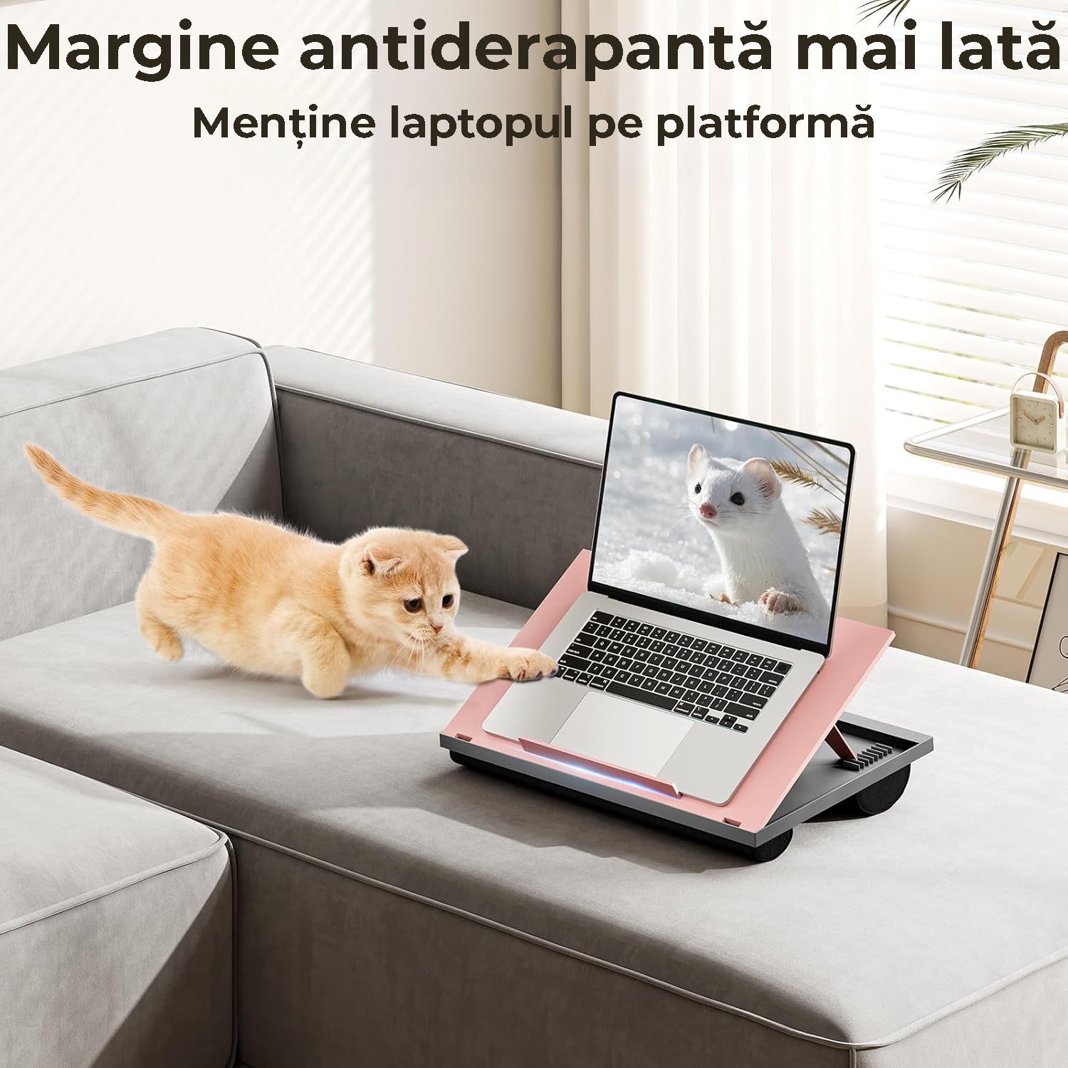 NextWave® Masa laptop reglabila cu perna – 9 unghiuri ajustabile, suport pentru laptop pana la 15 "6", mouse pad integrat – imaginea 5