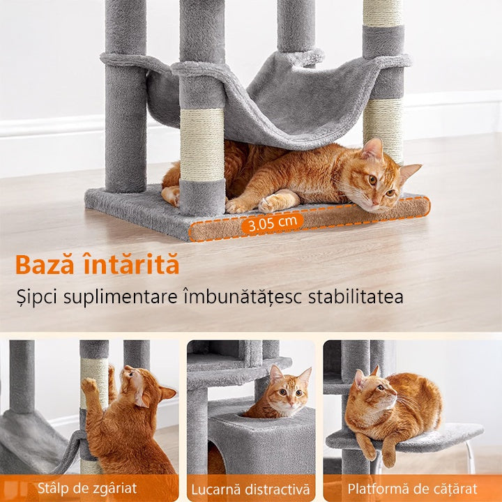 Ansamblu de Joaca pentru Pisici NextWave®, tip turn, 2 platforme de observatie, 3 niveluri, 2 casuta, 5 stalpi pentru – imaginea 5