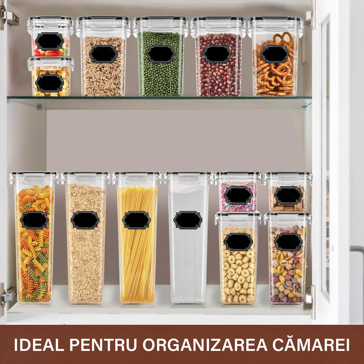 Set 24 cutii depozitare alimente NextWave® – plastic alimentar transparent fara BPA, capace etanse cu garnitura, 4 – imaginea 5