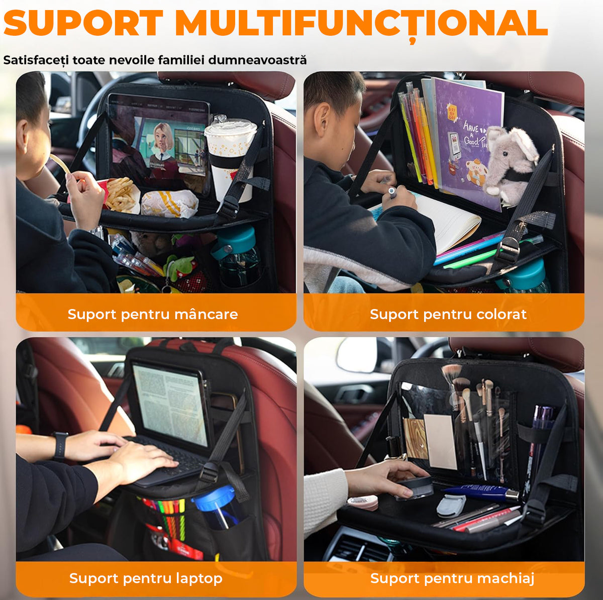 Husa spatar scaun auto NextWave®️, husa protectoare impermeabila pentru scaune, tava pliabila tip masa pentru tableta sau – imaginea 5