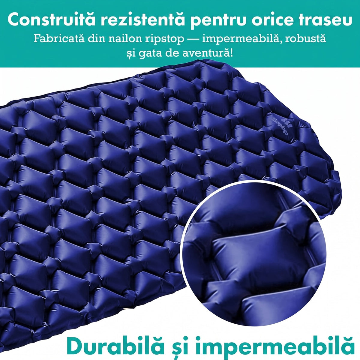 Saltea gonflabilă de camping NextWave®️, ultraușoară și compactă, impermeabilă, umflare rapidă, suport confortabil, din – imaginea 5